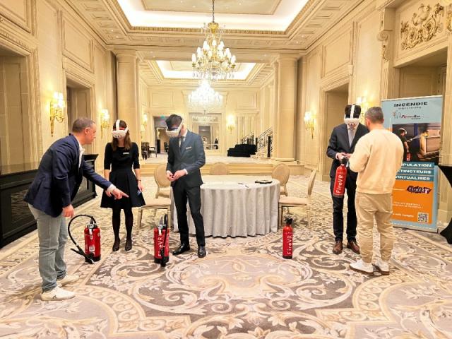 Formation Incendie avec Réalité Augmentée avec multi-casques et extincteurs